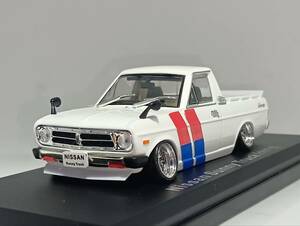 1/43 ノレブ Nissan Sunny Truck (1971) 改 アルミ 深リム ローダウン 改造 サニトラ F/Rスポ トリコロール カスタム 国産名車 アシェット