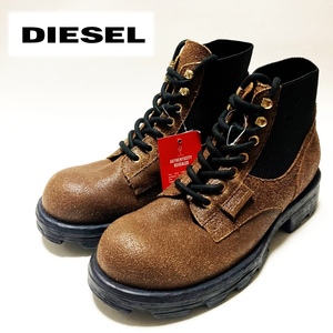 《DIESEL ディーゼル》新品 定価57200円 サイド・バックゴア エラスティック レザーワークブーツ ショートブーツ 43(28cm)S0725