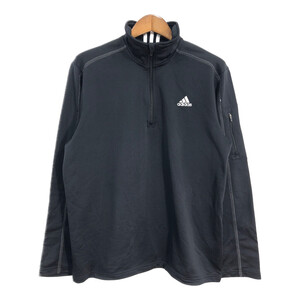 adidas アディダス ハーフジップ プルオーバージャケット スポーツ ブラック (メンズ L) 中古 古着 S4150