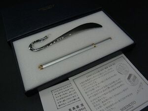 ■美品■ MIKIMOTO ミキモト 本真珠 アコヤ真珠 パール約2mm ボールペン ブックマーカー 栞 シルバー系 DG7262