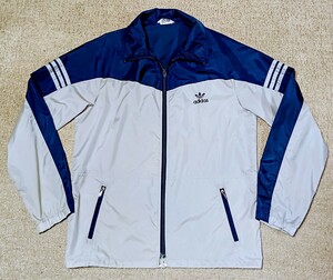 ◎美品◎激レアモデル◎希少ビッグサイズ◎80s adidasビンテージツートンナイロンジャケット Size O グレー×ネイビー アディダス