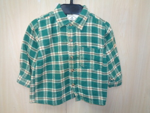 b603◆hush puppies pups チェック フランネルシャツ キッズ◆ハッシュパピー パプス 2T 子供服 緑色系 長袖 US古着 ゆうパケット発送 5G