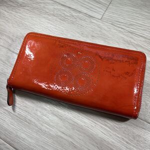 本物 コーチ 長財布 オレンジ色系 COACH c27