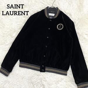 【希少】SAINT LAURENT サンローラン テディ ジャケット ブルゾン ベロア パラディウム スター ロゴ ブラック 黒 メンズ レディース