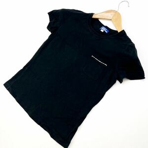 バーバリー ☆ BURBERRY BLUE LABEL 半袖 Tシャツ ポケット レディース 38 ブラック 品のある大人◎ さりげないノバチェック♪■FC88