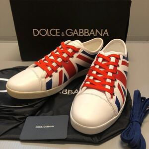 未使用！ドルチェ & ガッパーナ DOLCE & GABBANA UK ユニオンジャンク/ホワイト スニーカー 43(UK9)(28cm) 替え紐,保管バッグ,箱付！