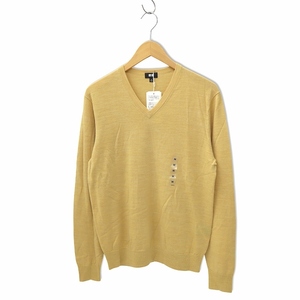 未使用品 ユニクロ UNIQLO エクストラ ファインメリノVネック セーター M YELLOW イエロー 351-400621 メンズ