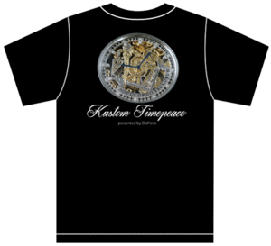 サイズが選べる Kustom Timepeace Tシャツ黒 5 S/M/L/XL カスタム時計 懐中時計 文字盤 エングレービング フリーメイソン コンパス