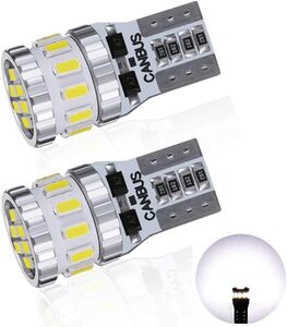 ホワイト T10 LED ホワイト 爆光 2個 キャンセラー内蔵 LED T10 車検対応 3014LEDチップ18連 DC12V