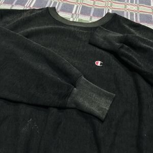 超希少 90s USA製 champion エラー品 リバースウィーブ ツートン ブラック×グレー L グッドサイズ 検 90s 80s トリコタグ サンフェード