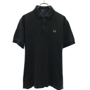 フレッドペリー 日本製 ドット 半袖 ポロシャツ M ブラック FRED PERRY 鹿の子地 メンズ