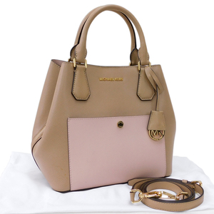 1円 ■ 極美品 マイケルコース 2WAYバッグ レザー ベージュ系×ピンクベージュ系 MICHAEL KORS ■E.Bio.zE-03