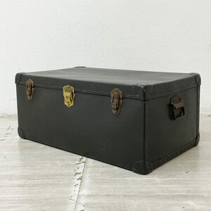 ● ビンテージ Vintage バルカンファイバー製 トランクケース スーツケース ブラック×ゴールド 店舗什器