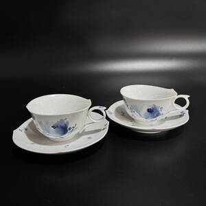 【60601Q】希少 meissen マイセン ブルーフラワー ティーカップ＆ソーサー ペア 青い花 614701/28623 ドイツ製 経年保管品 現状品