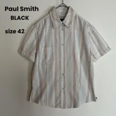 Paul Smith BLACK 半袖シャツ ブラウス ストライプ 綿 カラフル