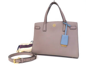 24937 新品同様 極美品 TORY BURCH トリーバーチ ウォーカー スモール サッチェル レザー 2WAY ハンドバッグ ショルダーバッグ グレージュ