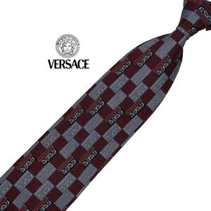 GIANNI VERSACE ネクタイ パターン柄 ワインカラー系 ヴェルサーチェ メンズ服飾小物 ネコポス可 USED 中古 t510