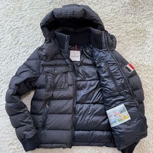 H07極美品★L〜M!!『極上の逸品』モンクレール MONCLER ダウンジャケット ワッペン 黒 ブラック ブルゾン アウター 極暖肉厚 3