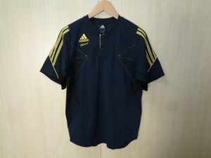 b139◆adidas cliacool ヘンリーネック ドライクールTシャツ◆アディダス サイズS ブラック スポーツウェア 背中メッシュ ゆうパケット 6F