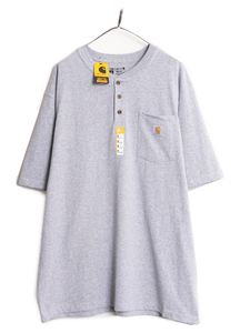 デッドストック カーハート ヘンリーネック ポケット付き 半袖 Tシャツ メンズ XL / 新品 CARHARTT ポケT 大きいサイズ ヘビーウェイト 灰