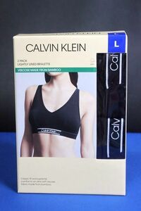 カルバンクライン レディース スポーツブラ 2枚セット ブラック サイズL Calvin Klein BAMBOO BRALETTE★送料510円