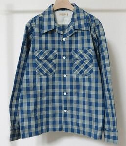 FULLCOUNT FULL COUNT フルカウント 4034 INDIGO PALAKA CHECK OPEN COLLAR SHIRT インディゴ パラカ チェック オープンカラー シャツ 40