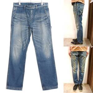 LOUNGE LIZARD 12SS 11.5OZ ユーズド加工デニム ペインターパンツ 3 ウォッシュ ペイント クラッシュ ヴィンテージ ワーク FACTOTUM関連