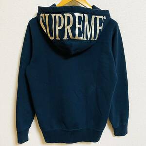 Supreme Hooded Foil Logo Zip Up Sweatshirt Navy Silver S 15ss 2015年 紺 ネイビー ホイルロゴ ジップアップ フードロゴ スウェット