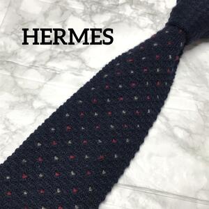 極美品　HERMES エルメス ネクタイ　ニットタイ　ハート スーツ　ビジネス