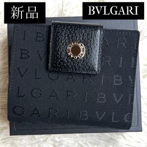 新品未使用 / BVLGARI ブルガリ ロゴマニアクラシコバイフォールドウォレット 二つ折り財布 キャンバス ブラック ビーゼロワン