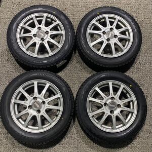 未使用品　155/65R14 ブリヂストン　BLIZZAK VRX2 22年製　社外ホイール　 スタッドレス付き　4本価格　14×4.5J+45 PCD100 4H 1円〜