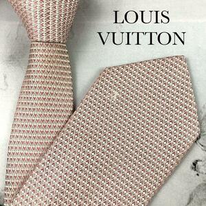 Louis Vuitton　ルイヴィトン　ネクタイ　クラヴァットダイヤモンドブイ　LVロゴ　パールピンク ジャガード