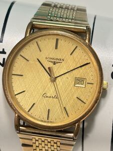 LONGINES ロンジン クォーツ ゴールド文字盤 メンズ腕時計 不動 ジャンク品 