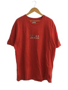 TOMMY HILFIGER◆Tシャツ/L/コットン/RED/無地/1500854