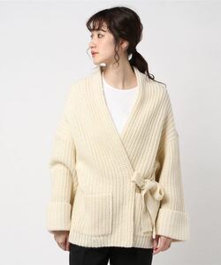 新品未使用★TICCA　ニットガウン　ざっくりカーディガン　カシュクール　knit　ドロップショルダー　ウール×アルパカ　白★日本製