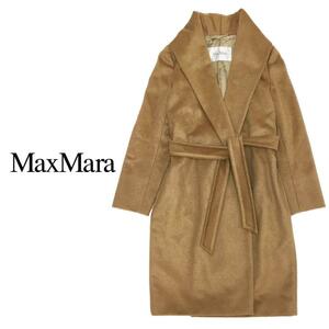 MaxMara マックスマーラ 白タグ ベルテッドラップコート キャメル100％ サイズ38