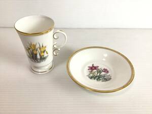 X098 希少　ROYAL WORCESTER/ロイヤルウースター　カップ＆ソーサー　1客　アンティーク　花柄　金彩　ホワイト　コレクション　保管品