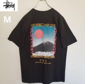 古着　stussy×SASQUATCHfabrix　30周年記念バック富士山フォトTee ブラック　M