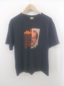 ◇ ellesse × MURUA プリント 五分袖 Tシャツ カットソー サイズF ブラック オレンジ系 マルチ レディース メンズ P