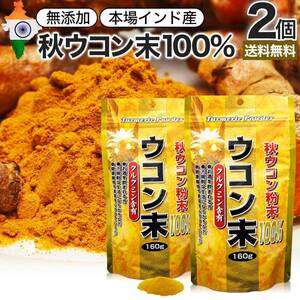 サプリ ウコン 秋ウコン 秋 クルクミン 食品 粉末 パウダー 160g*2個セット 約106～160日分 送料無料 メール便