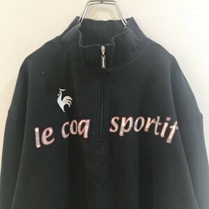 ◆お洒落な逸品◆le coq sportif/ルコックスポルティフ 長袖 ハーフジップ トレーナー ゴルフ ブラック 黒 メンズ M ON1690