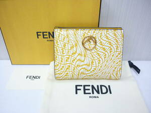 未使用 FENDI エフ イズ フェンディ 二つ折り コンパクト財布 8M0387 イエロー