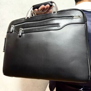 極美品/希少◎ TUMI トゥミ Leather Portfolio Arrive アリーヴェ ブリーフケース ビジネスバッグ メンズ ビジネス A4収納 PC収納 ブラック