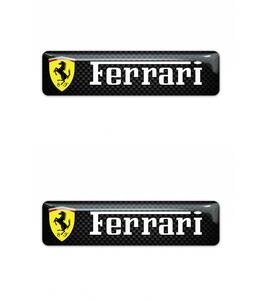 即納 フェラーリ レーシング FERRARI ロゴ ブラック カーボンルック 3D 80mm x 20mm 2枚セット ステッカー 《送料無料》残り1点のみ