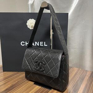 ★美品 ２番台★CHANEL シャネル バッグ ココマーク マトラッセ フラップ ラムスキン ブラック 