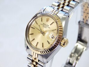 6989 美品☆ ROLEX OYSTER PERPETUAL DATE Ref.6917 SS K18YG 750 ロレックス オイスターパーペチュアル デイト コンビ 自動巻 レディース