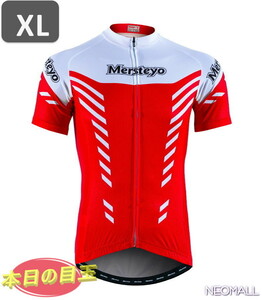 ☆今日の目玉☆ MERSTEYO サイクリングウェア 半袖 XL レッド 自転車 ウェア サイクルジャージ 吸汗速乾防寒 新品 インポート品【747】