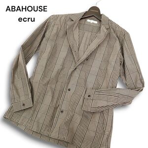 【美品】ABAHOUSE ecru アバハウス エクリュ 通年★ 長袖 チェック シャツ ジャケット Sz.46 メンズ　C5T00420_1#O