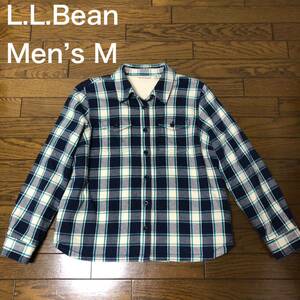 【送料無料】L.L.Bean裏ボアチェックジャケット　メンズMサイズ　エルエルビーンネルシャツチェックシャツ長袖