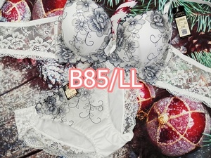 B85019-P B85/LL【1点限り商品】ブラ・ショーツセット ランジェリー インナー 下着 脇高ブラジャー ハーフレースショーツ